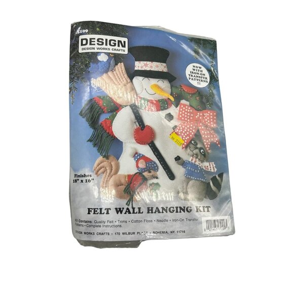 Woodland Friends Snowman Felt Wall Hanging Kit Christmas Winter Vintage Craft - Picture 5 of 5